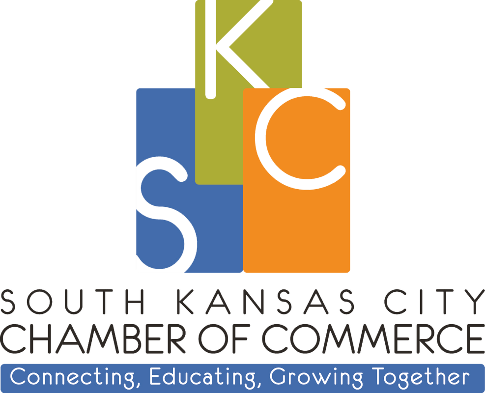 Logo for the South Kansas City Chamber of Commerce with the tagline "Connecting, Educating, Growing Together," inspired by Otto Service.